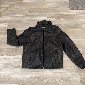 Levi's Brown Leather Jacket with Hood